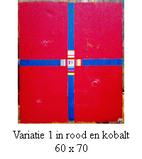 Variatie 1 in rood en kobalt